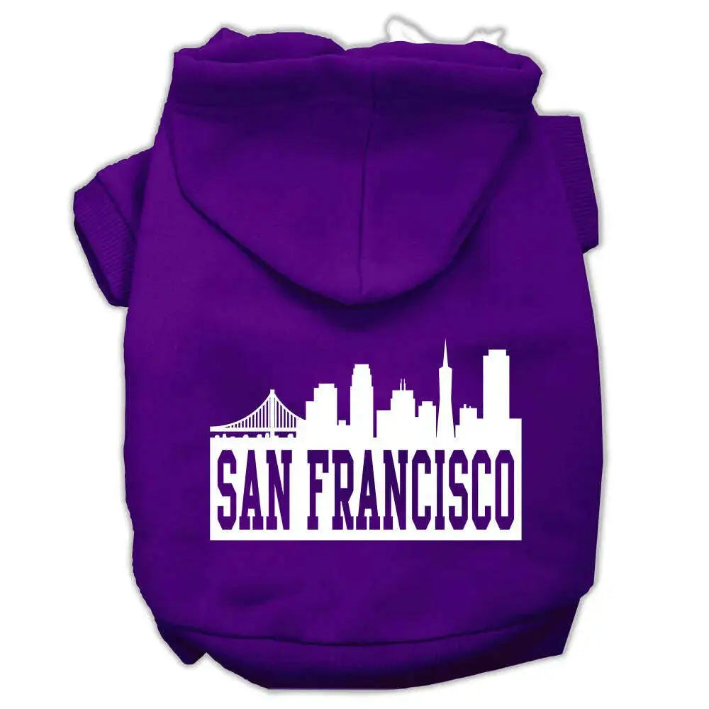 San-Francisco-Skyline-Screen-Print-Pet-Hoodies-Purple-Size-Sm-GreatEagleInc-319659660