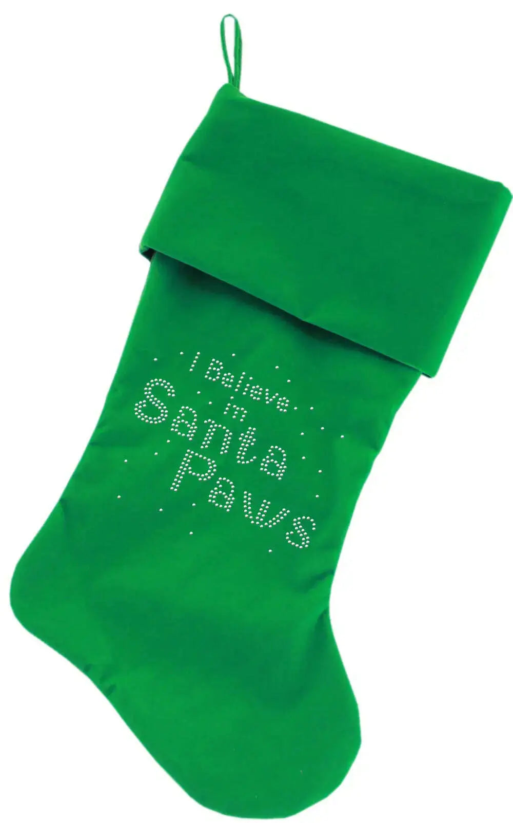 Santa-Paws-Rhinestone-18-Inch-Velvet-Christmas-Stocking-Green-GreatEagleInc-319869143