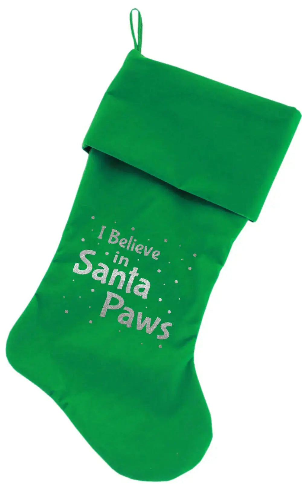 Santa-Paws-Screen-Print-18-Inch-Velvet-Christmas-Stocking-Green-GreatEagleInc-333826411