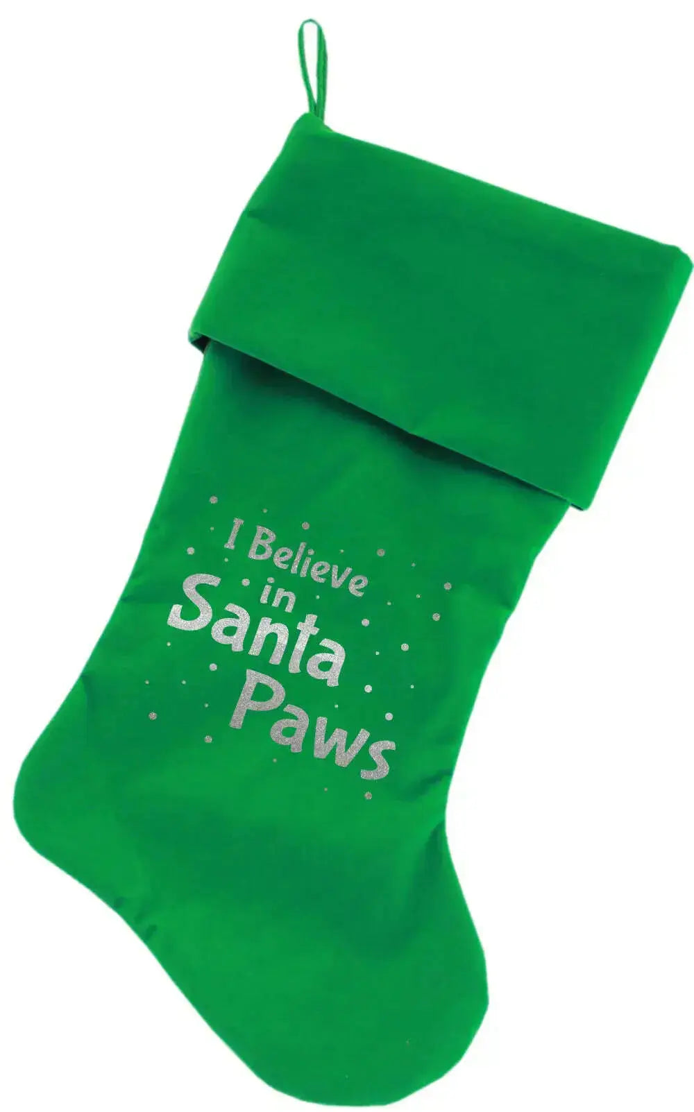 Santa-Paws-Screen-Print-18-Inch-Velvet-Christmas-Stocking-Green-GreatEagleInc-333826411