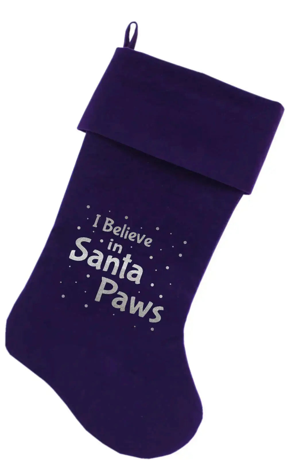 Santa-Paws-Screen-Print-18-Inch-Velvet-Christmas-Stocking-Purple-GreatEagleInc-333826355