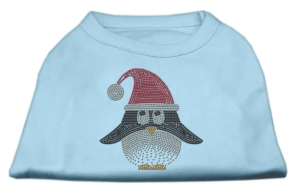 Santa-Penguin-Rhinestone-Dog-Shirt-Baby-Blue-Lg-GreatEagleInc-318803823