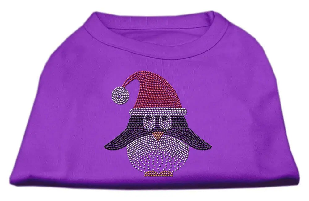 Santa-Penguin-Rhinestone-Dog-Shirt-Purple-Lg-GreatEagleInc-333762843
