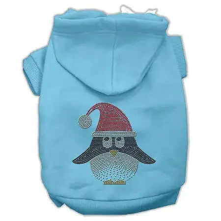 Santa-Penguin-Rhinestone-Hoodies-Baby-Blue-L-GreatEagleInc-333627034