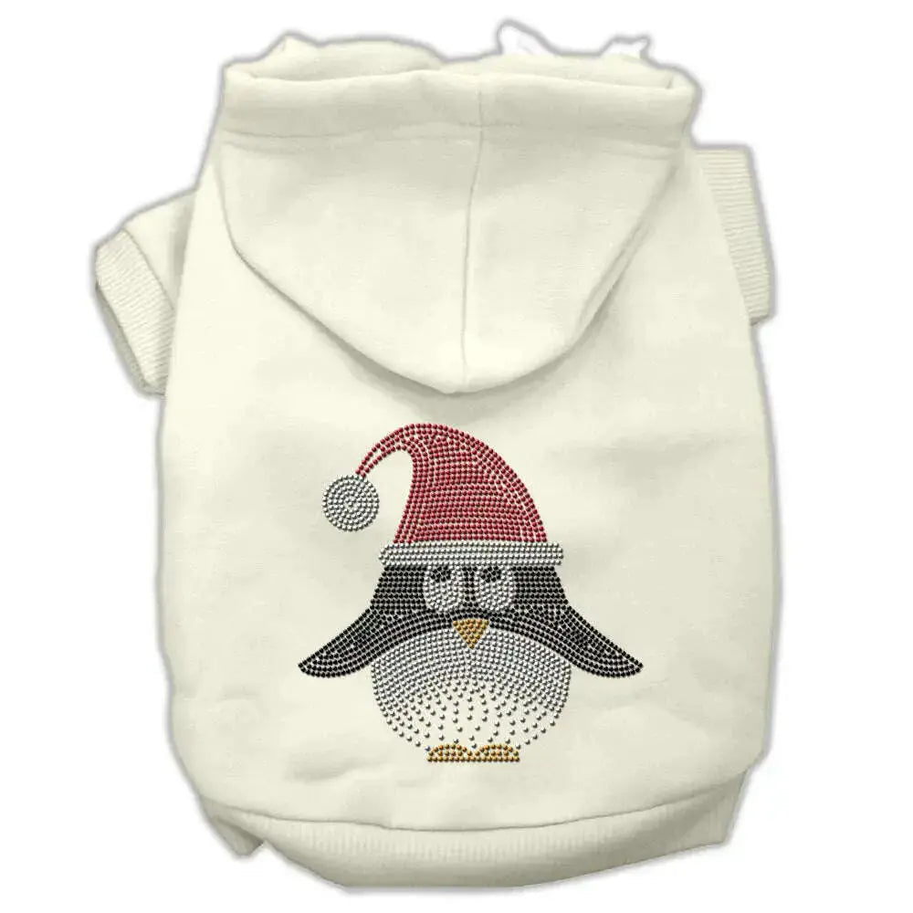 Santa-Penguin-Rhinestone-Hoodies-Cream-M-GreatEagleInc-333626861