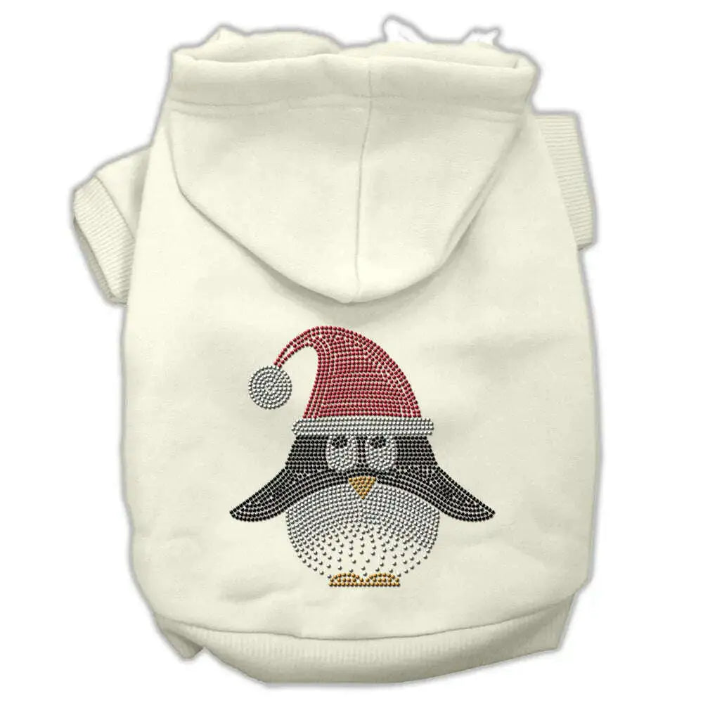 Santa-Penguin-Rhinestone-Hoodies-Cream-S-GreatEagleInc-333626651