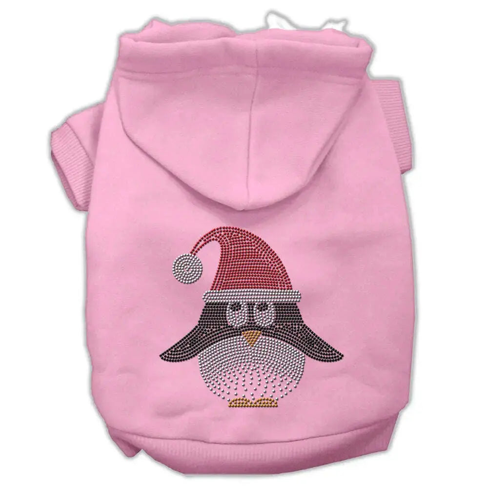 Santa-Penguin-Rhinestone-Hoodies-Pink-S-GreatEagleInc-333626574
