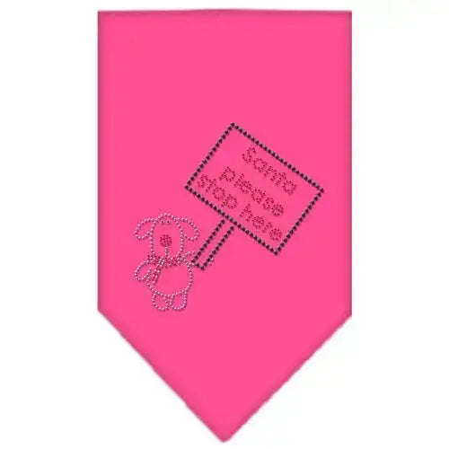 Santa-Please-Stop-Here-Rhinestone-Bandana-Bright-Pink-Large-GreatEagleInc-319002764