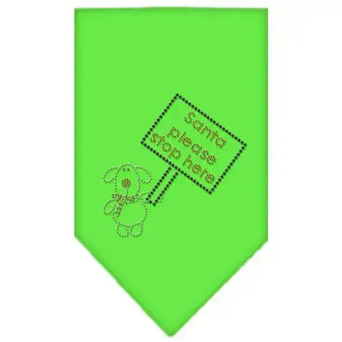 Santa-Please-Stop-Here-Rhinestone-Bandana-Lime-Green-Large-GreatEagleInc-319003038
