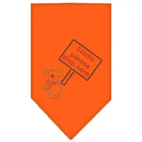 Santa-Please-Stop-Here-Rhinestone-Bandana-Orange-Small-GreatEagleInc-318565932