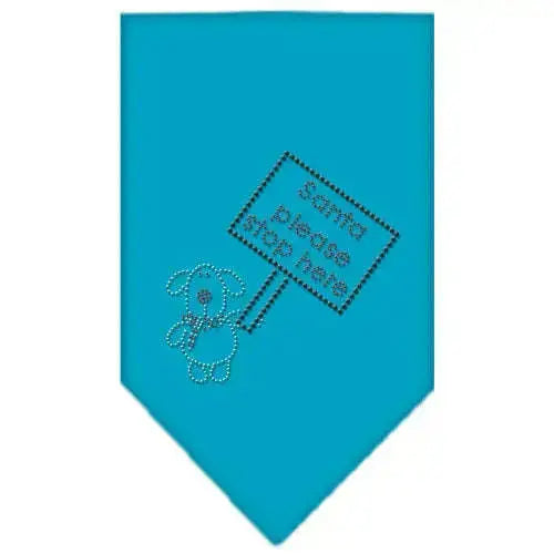 Santa-Please-Stop-Here-Rhinestone-Bandana-Turquoise-Small-GreatEagleInc-318585092