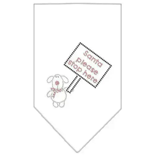 Santa-Please-Stop-Here-Rhinestone-Bandana-White-Small-GreatEagleInc-318585199