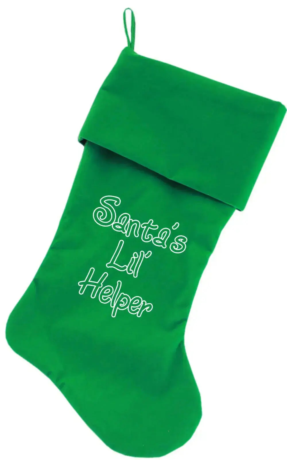 Santa_s-Lil_-Helper-Screen-Print-18-Inch-Velvet-Christmas-Stocking-Green-GreatEagleInc-318595211