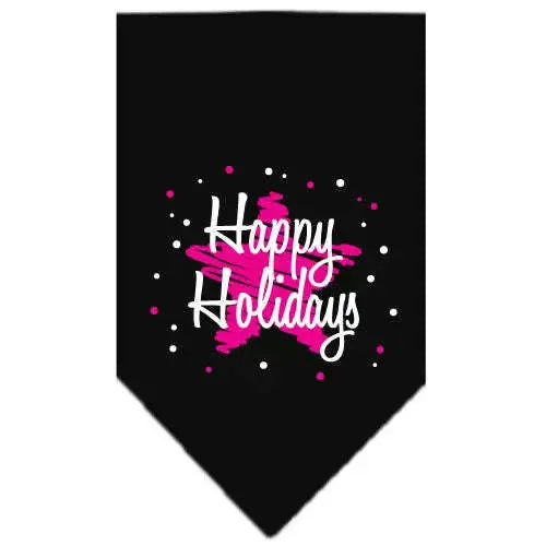 Scribble-Happy-Holidays-Screen-Print-Bandana-Black-Large-GreatEagleInc-319816470