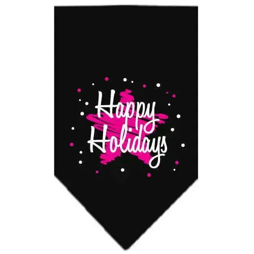 Scribble-Happy-Holidays-Screen-Print-Bandana-Black-Small-GreatEagleInc-318563584