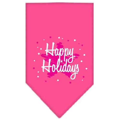 Scribble-Happy-Holidays-Screen-Print-Bandana-Bright-Pink-Large-GreatEagleInc-319816349
