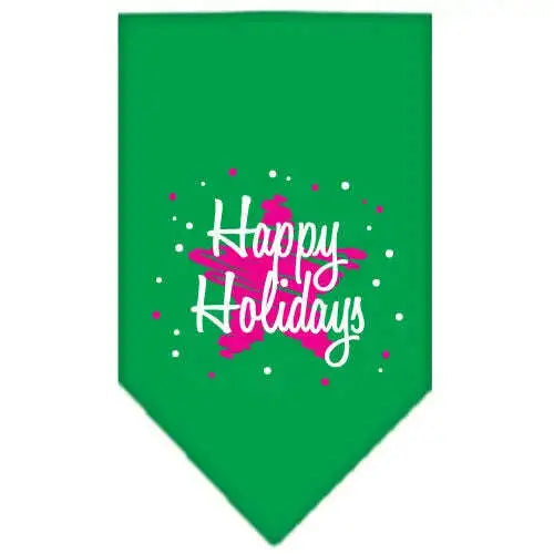 Scribble-Happy-Holidays-Screen-Print-Bandana-Emerald-Green-Large-GreatEagleInc-319816197