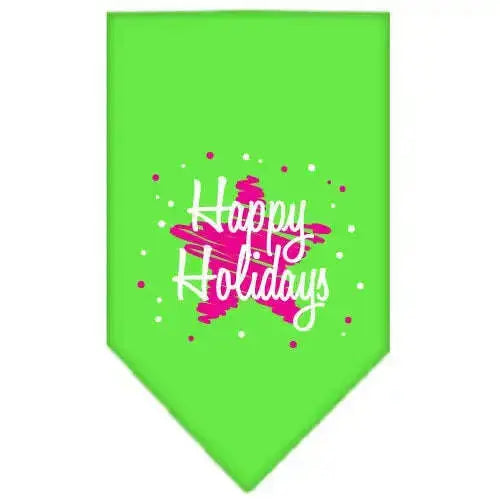 Scribble-Happy-Holidays-Screen-Print-Bandana-Lime-Green-Large-GreatEagleInc-319815931