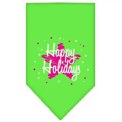 Scribble-Happy-Holidays-Screen-Print-Bandana-Lime-Green-Large-GreatEagleInc-319815931