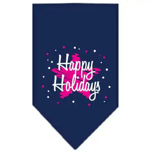 Scribble-Happy-Holidays-Screen-Print-Bandana-Navy-Blue-Small-GreatEagleInc-333813241