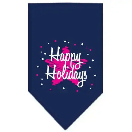Scribble-Happy-Holidays-Screen-Print-Bandana-Navy-Blue-Small-GreatEagleInc-333813241