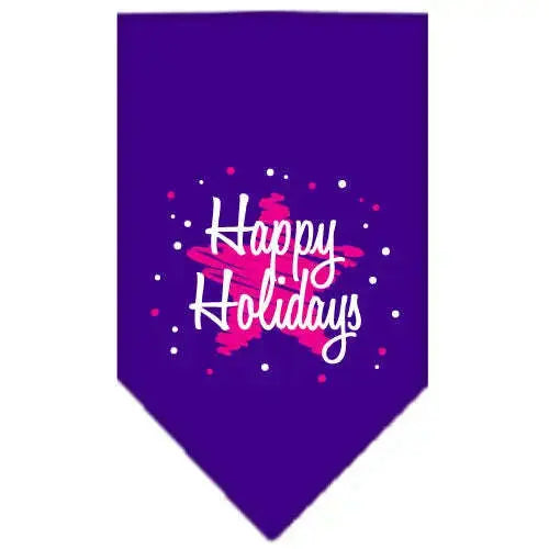Scribble-Happy-Holidays-Screen-Print-Bandana-Purple-Small-GreatEagleInc-333813099