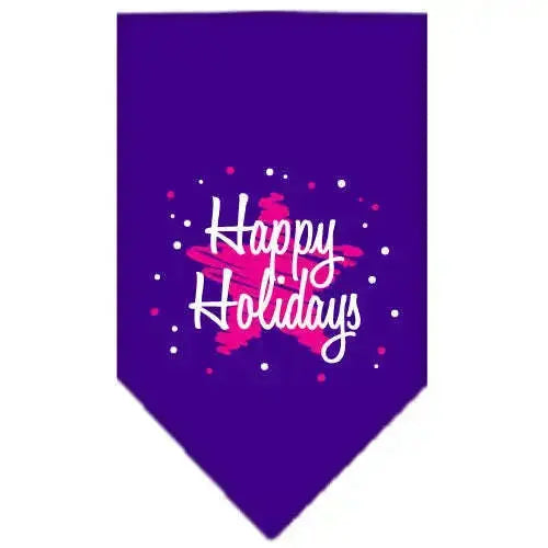 Scribble-Happy-Holidays-Screen-Print-Bandana-Purple-Small-GreatEagleInc-333813099