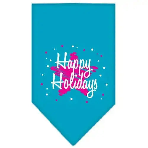Scribble-Happy-Holidays-Screen-Print-Bandana-Turquoise-Large-GreatEagleInc-333813482