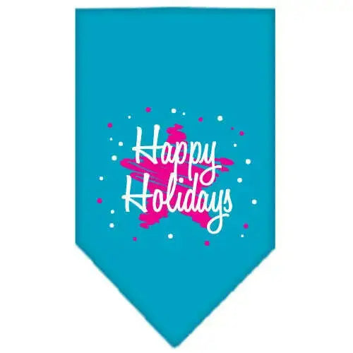 Scribble-Happy-Holidays-Screen-Print-Bandana-Turquoise-Small-GreatEagleInc-333970389
