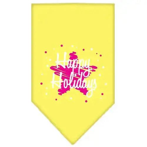 Scribble-Happy-Holidays-Screen-Print-Bandana-Yellow-Large-GreatEagleInc-333813334