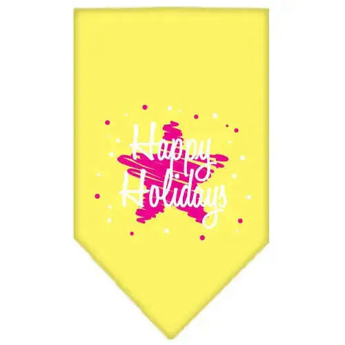 Scribble-Happy-Holidays-Screen-Print-Bandana-Yellow-Large-GreatEagleInc-333813334