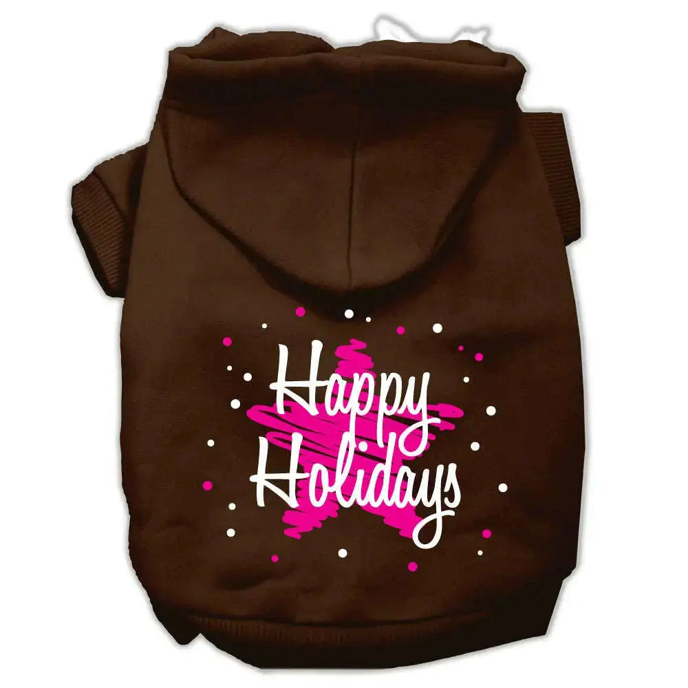 Scribble-Happy-Holidays-Screenprint-Pet-Hoodies-Brown-Size-L-GreatEagleInc-333966053