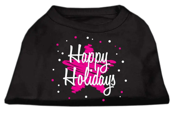 Scribble-Happy-Holidays-Screenprint-Shirts-Black-L-GreatEagleInc-318572073