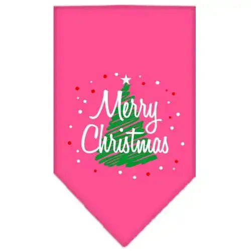Scribble-Merry-Christmas-Screen-Print-Bandana-Bright-Pink-Large-GreatEagleInc-319818763