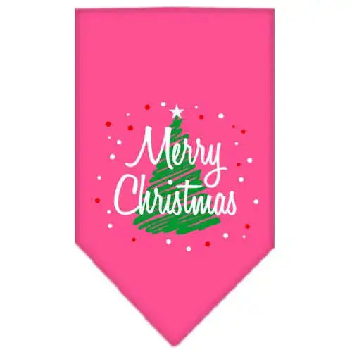 Scribble-Merry-Christmas-Screen-Print-Bandana-Bright-Pink-Small-GreatEagleInc-319817518