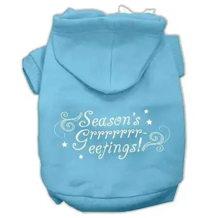 Seasons-Greetings-Screen-Print-Pet-Hoodies-Baby-Blue-Size-L-GreatEagleInc-333960223