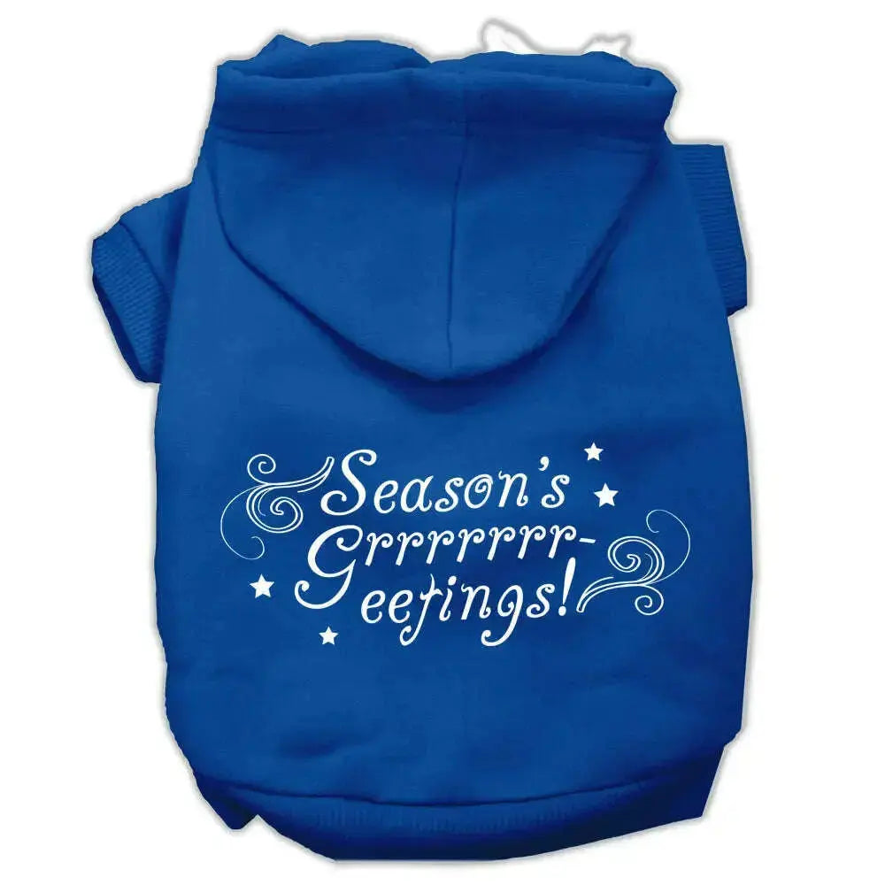 Seasons-Greetings-Screen-Print-Pet-Hoodies-Blue-Size-M-GreatEagleInc-318629180
