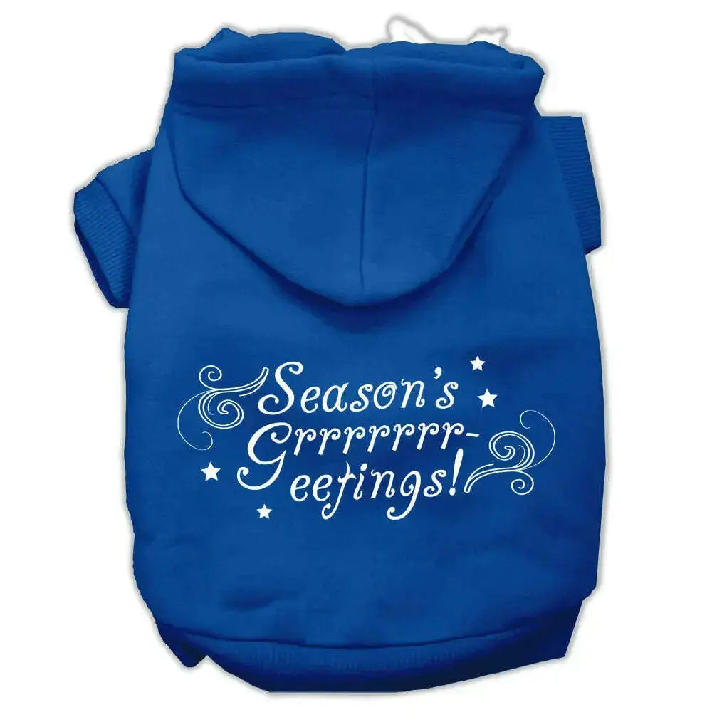 Seasons-Greetings-Screen-Print-Pet-Hoodies-Blue-Size-Xl-GreatEagleInc-320181111