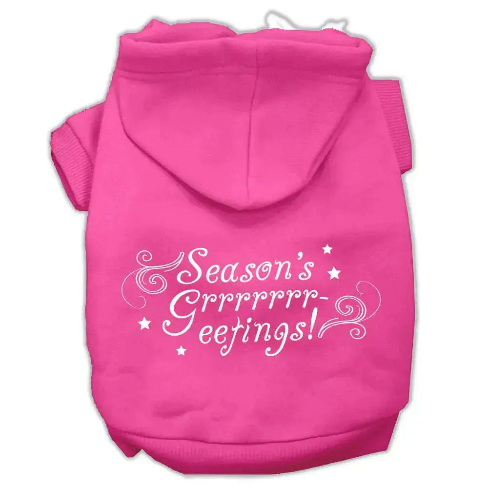 Seasons-Greetings-Screen-Print-Pet-Hoodies-Bright-Pink-Size-S-GreatEagleInc-320181650