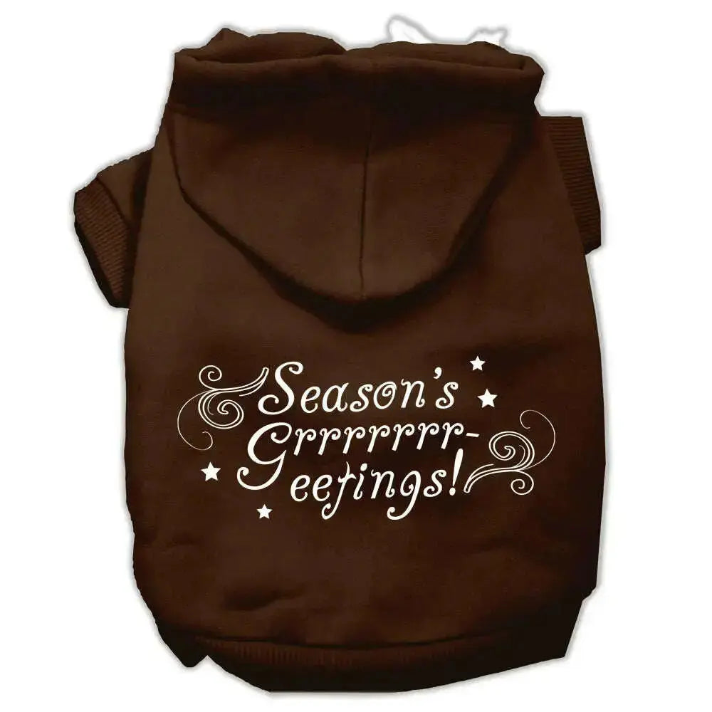 Seasons-Greetings-Screen-Print-Pet-Hoodies-Brown-Size-S-GreatEagleInc-318710682