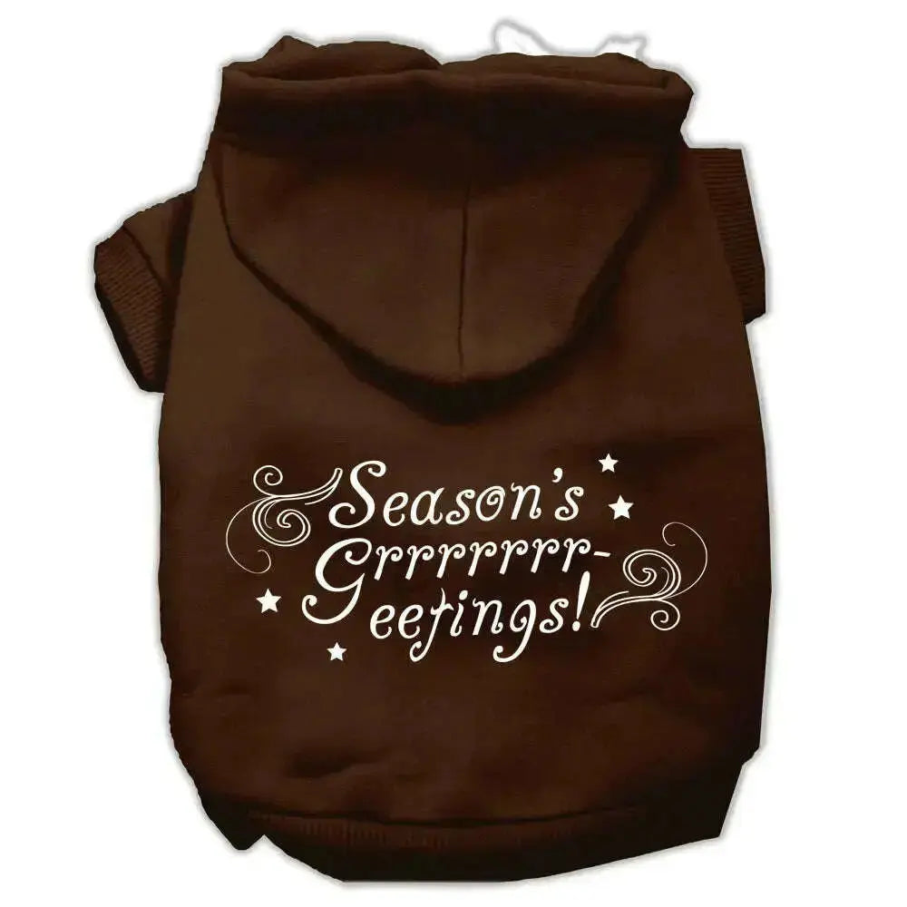 Seasons-Greetings-Screen-Print-Pet-Hoodies-Brown-Size-Xl-GreatEagleInc-320180938