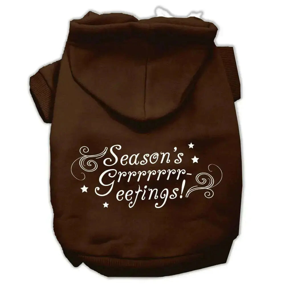 Seasons-Greetings-Screen-Print-Pet-Hoodies-Brown-Size-Xxxl-GreatEagleInc-320179175