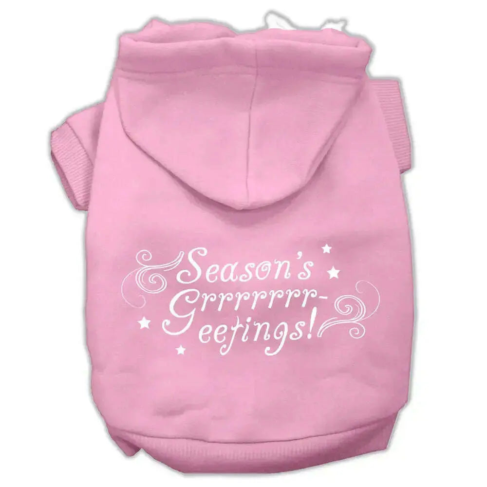 Seasons-Greetings-Screen-Print-Pet-Hoodies-Light-Pink-Size-S-GreatEagleInc-320181464