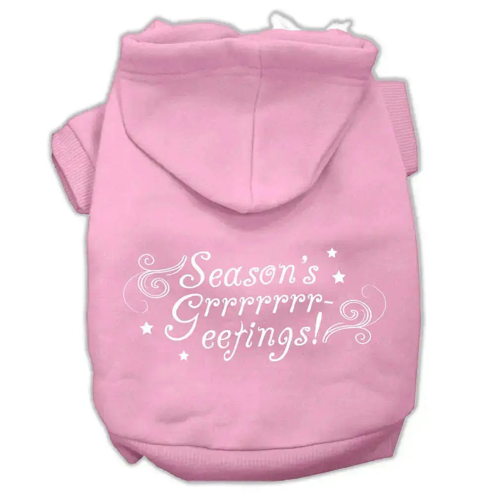 Seasons-Greetings-Screen-Print-Pet-Hoodies-Light-Pink-Size-Xxl-GreatEagleInc-318710741