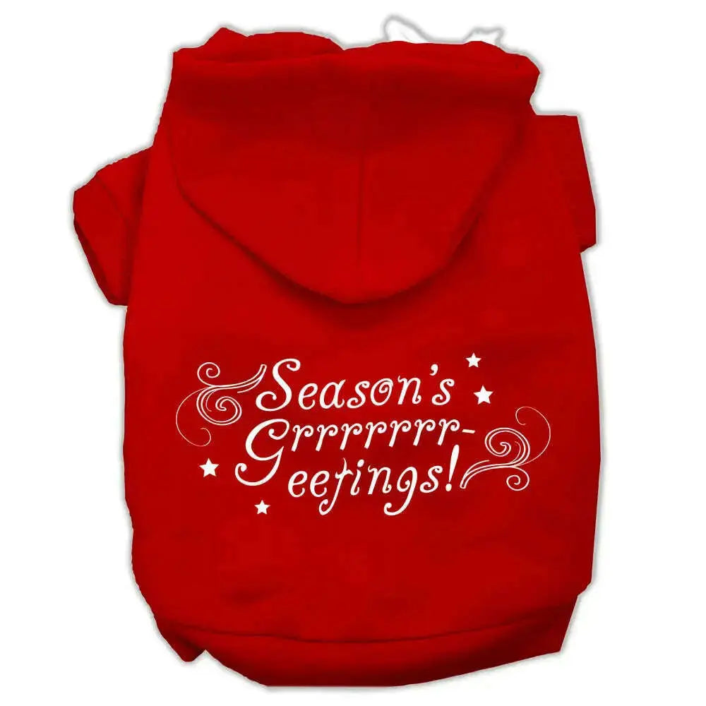 Seasons-Greetings-Screen-Print-Pet-Hoodies-Red-Size-L-GreatEagleInc-320182175