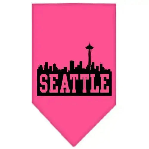 Seattle-Skyline-Screen-Print-Bandana-Bright-Pink-Small-GreatEagleInc-319135494
