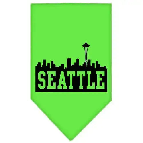 Seattle-Skyline-Screen-Print-Bandana-Lime-Green-Large-GreatEagleInc-319136484