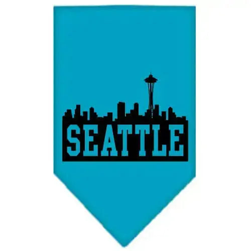 Seattle-Skyline-Screen-Print-Bandana-Turquoise-Small-GreatEagleInc-319134785