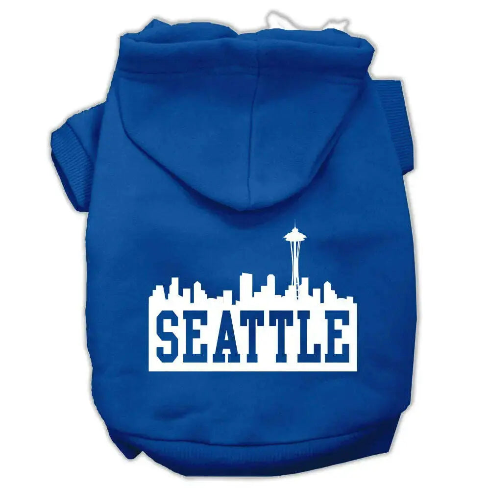 Seattle-Skyline-Screen-Print-Pet-Hoodies-Blue-Size-Lg-GreatEagleInc-319656683
