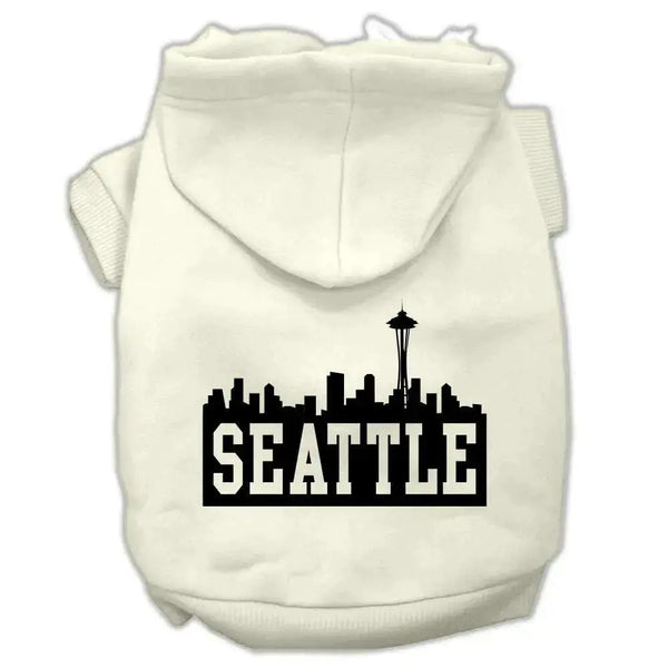 Seattle-Skyline-Screen-Print-Pet-Hoodies-Cream-Size-Xxxl-GreatEagleInc-319750195